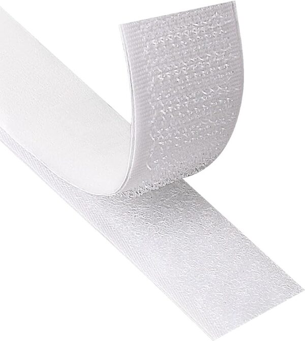 Blooven Hook and Loop Strip Tape 8 Meter Self Adhesive Sticky Back Fastening Tape 20mm Wide (20mm x 8m, White)