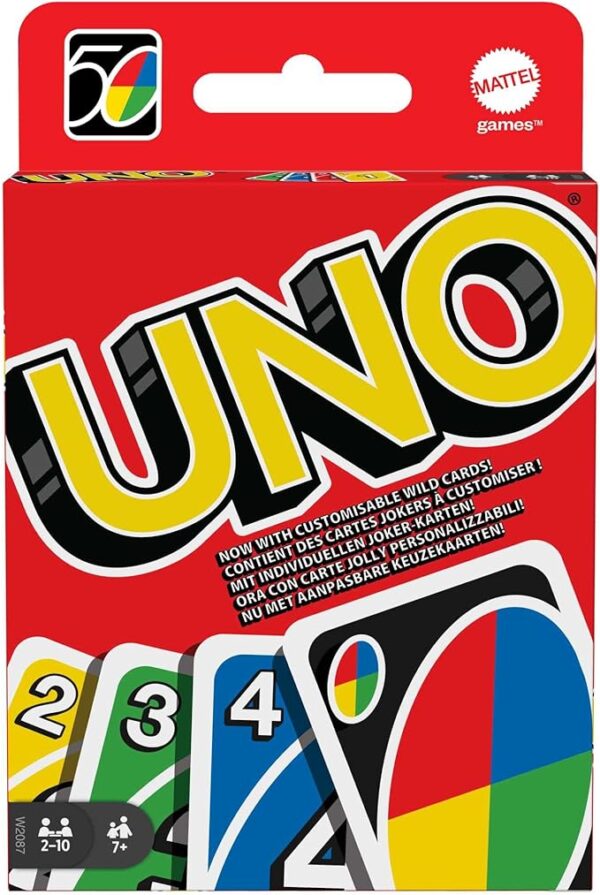 Mattel Games UNO, Classic Card Game for Kids and Adults for Family Game Night, Use as a Travel Game or Engaging Gift for Kids, 2 to 10 Players, Ages 7 and Up, W2087